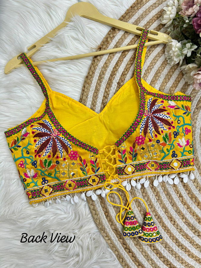 Rk Blouse Italian Silk Mirror Work Navratri Sleeveless Blouse Wholesale Market In Surat
